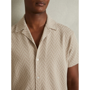 REISS JONO Zig Zag Cuban Collar Shirt